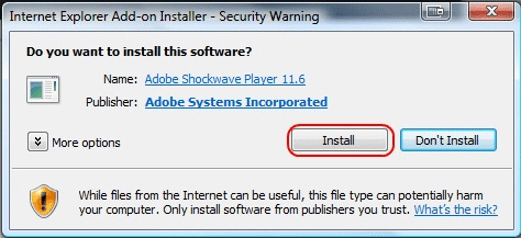 Windows security warning for installation